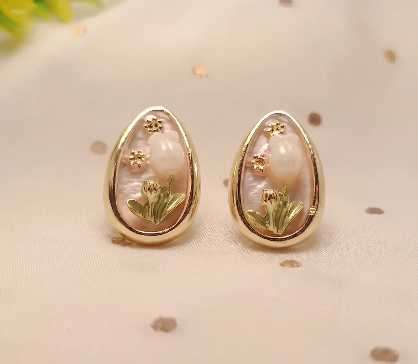 Gold Plated Artisan Baroque Pearl Earring Set – Asymmetric Curated Pair with Gold Knots